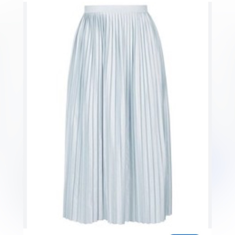 Topshop Shimmering Silver Pleated Midi Skirt sz 8 - Picture 2 of 7